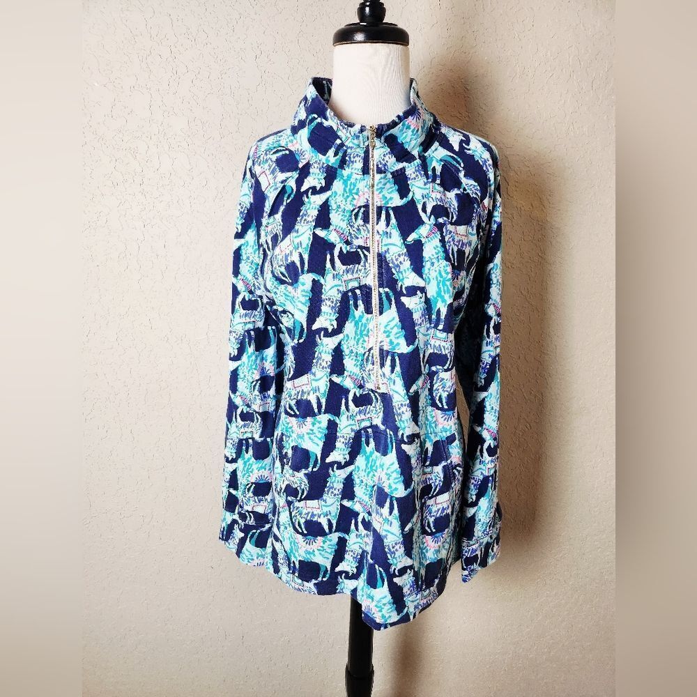 Lilly Pulitzer Llama Quarter Zip Pullover Sweater Size XL
